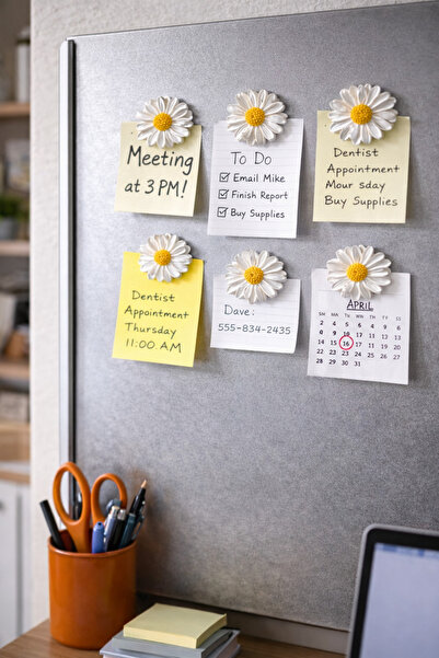 lappel ateiler DaisyNote 6’lı Papatya Figürlü Buzdolabı Magnet Seti – Dekorat...