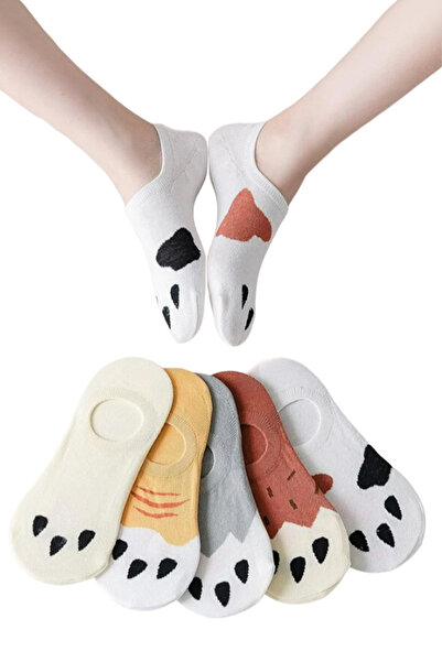 EFAYN.RO Women's socks, set of 5 pairs, short model, with print, anti-slip, s...