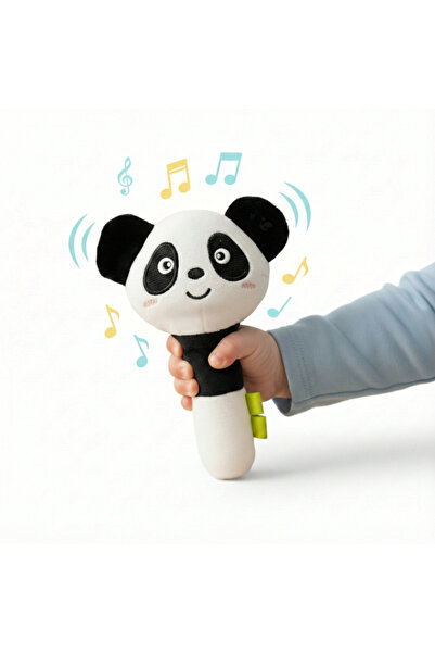 Bocioland Jucarie cu zornaitoare pentru bebelusi Rattle Panda BL239, 16 cm, c...