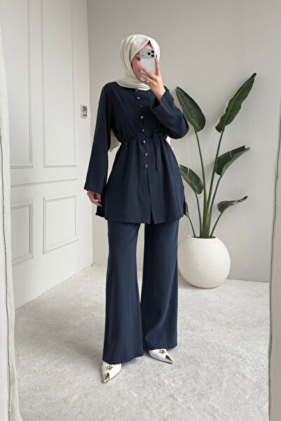 Tesettür Diyarı Γυναικείο Σετ Τανσέλ από Ύφασμα Με κουμπιά μπροστά Τεσσέττουρ...