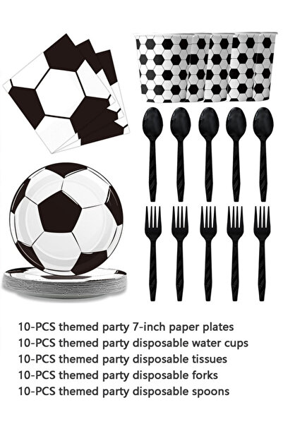 Generic مجموعة أدوات حفلات كرة القدم للاستخدام مرة واحدة مكونة من 50 قطعة