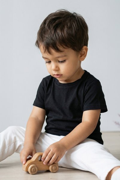 Abruzzo Black Set of 2 Cotton Baby T-Shirts Short Sleeve Comfortable Fit 0-3 Years