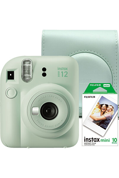 Fujifilm Инстантна фото камера Instax Mini 12 с оригинален калъф, рамка акорд...