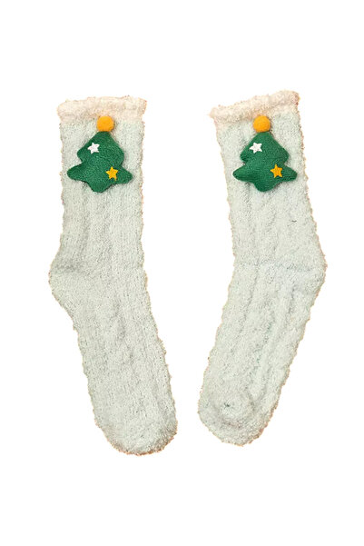 EFAYN.RO Women's socks, warm, soft, accessorized, M2, universal size, mint gr...