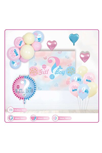 MP Mirific Party Set of 21 latex and metallic balloons with banner, gender re...