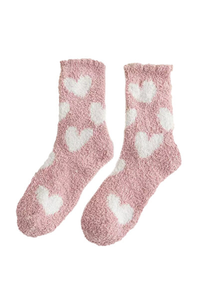 EFAYN.RO Women's socks, warm, soft, with big heart print, size 36-42, pink, E...