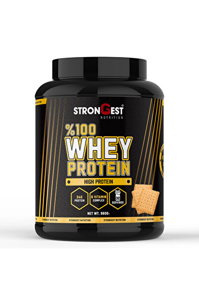 STRONGEST Whey Protein 960 Gr 32 Servis Bisküvi Aromalı %100 Whey Protein Tozu