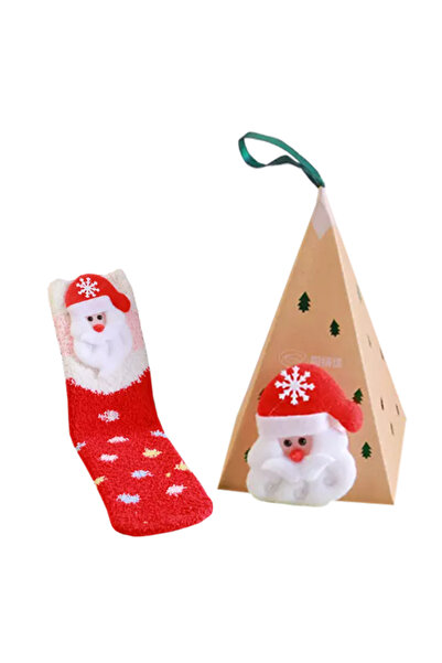 EFAYN.RO Unisex socks, warm, soft, accessorized, size 36-42 EU, red with Sant...