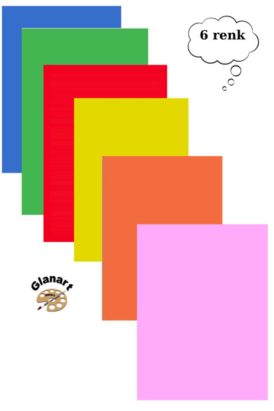 Glanart a 4 boy renkli mukavva 6 renk karışık 25x35 cm