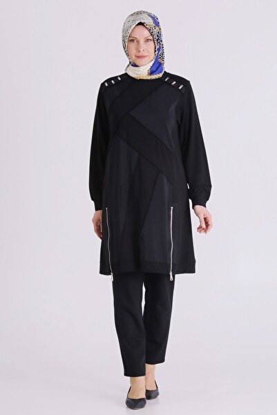 behrem Plus Size Crew Neck, Patchwork Detailed, Parachute Fabric Combination ...