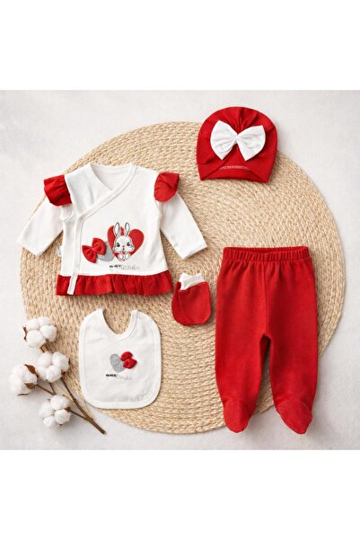 BYS BABY FASHION طقم بدلة خروج من المستشفى للفتيات حديثي الولادة مكون من 5 قط...