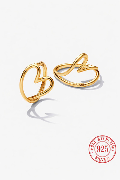 POSEİDONS JEWELLERY S925 Doğal Şekilli Kalp Halka Küpe