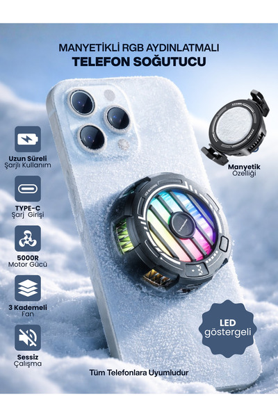 SPRANGE 3 Kademeli Manyetikli I Göstergeli I RGB Aydınlatmalı Cep Telefonu So...