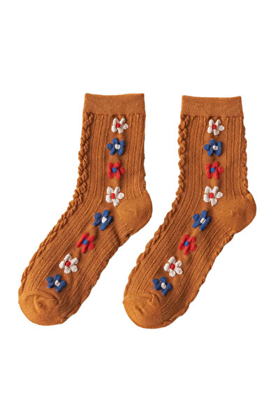 EFAYN.RO Women's socks, fashionable and versatile model with flowers, I love ...