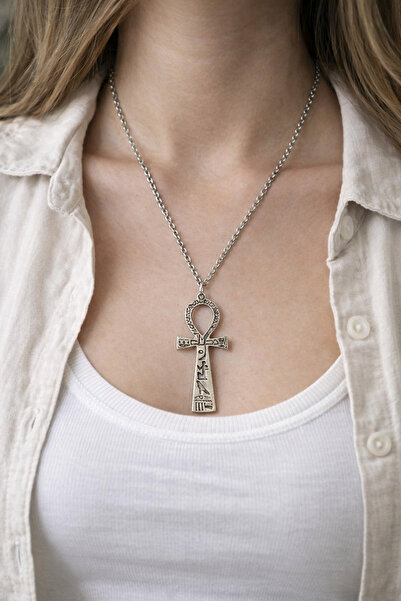 HER ŞEY NOTA www.herseynota.com Ankh Formlu Sembolik Metal Kolye – 60 cm Zinc...