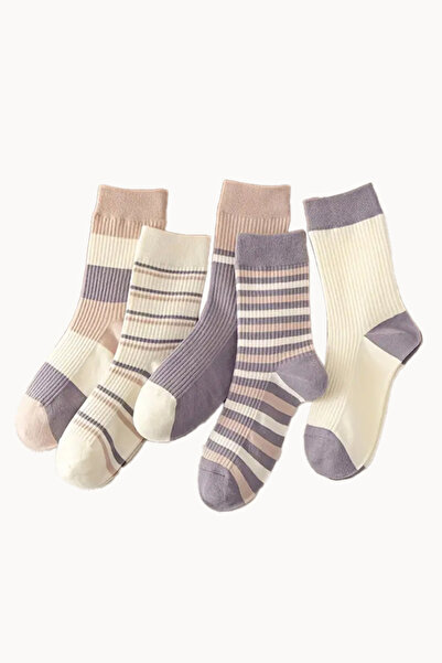 EFAYN.RO Women's socks, set of 5 pairs, model with reinforced toe, medium hei...