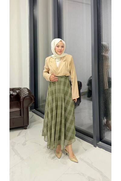 Butik ekose şifon etek