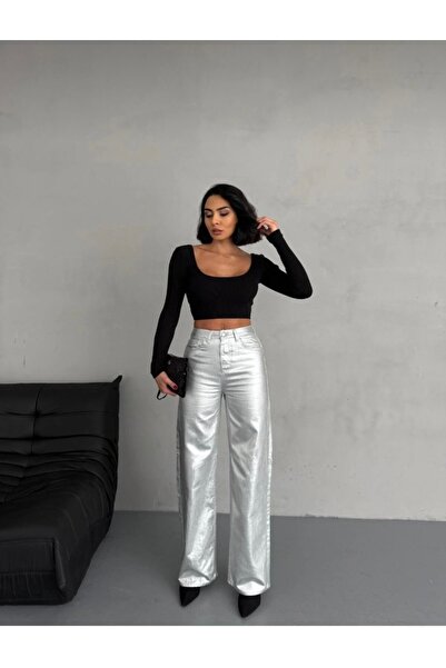 ossons Shiny High Waist Trousers