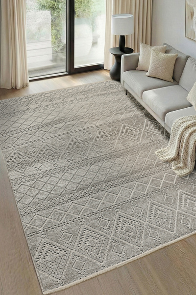 Colore Home Cool Ethnic Pattern Non-Slip Base Gray Color Chenille Rug Runner