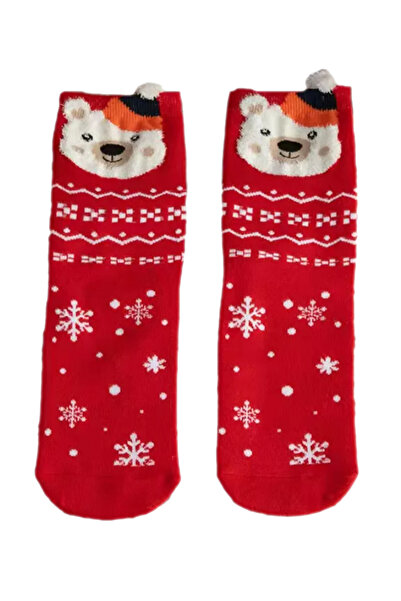 EFAYN.RO Unisex socks, warm, soft and fine, M2, size 36-42 EU, red with teddy...