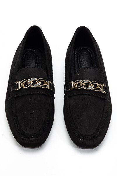 Hayalimdeki Ayakkabı Women's Black Suede Buckle Ballerinas