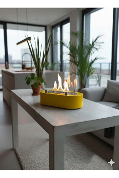 Odak Lüks Masaüstü Şömine | Paslanmaz Çelik Hazneli Bioethanol Şömine