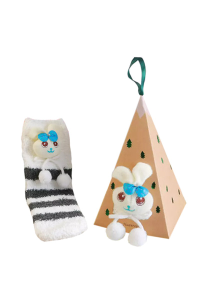 EFAYN.RO Unisex socks, warm, soft, accessorized, size 36-42 EU, gray with bun...