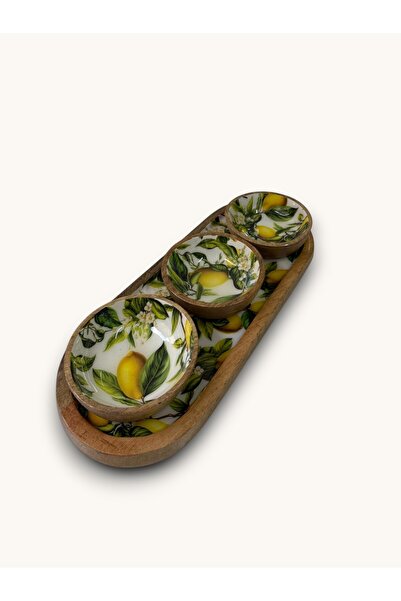 FARALYAHOME Mango Wood Stand with 3 Bowl Set, Breakfast Bowl Set, Snack Bowl,...