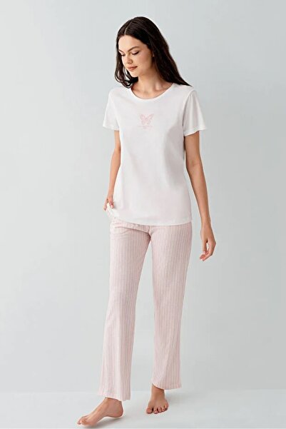 YUYİ Arnetta 50% Modal 50% Cotton Crewneck Short Sleeve Women's Pajama Set 3593