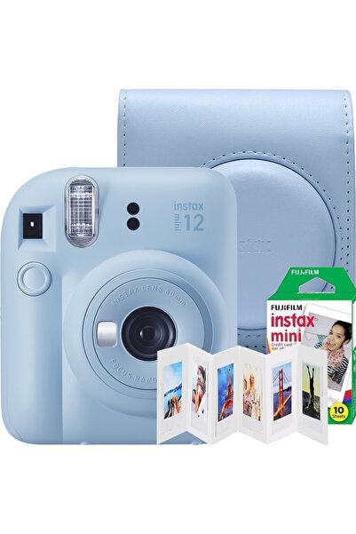 Fujifilm Инстантна фото камера Instax Mini 12 с оригинален калъф, рамка акорд...