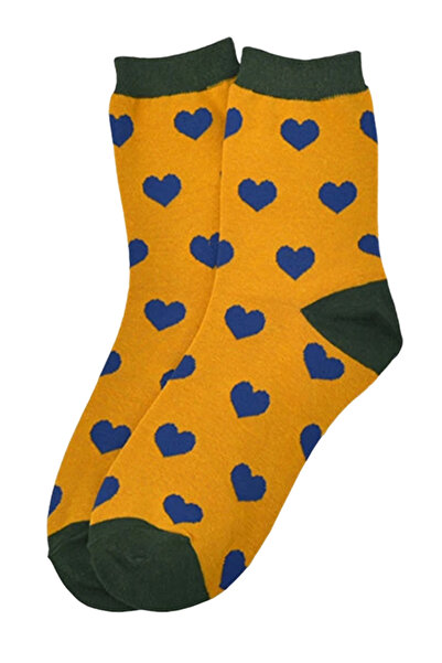 EFAYN.RO Trendy socks, ankle model, heart print, size 36-42, unisex, yellow, ...