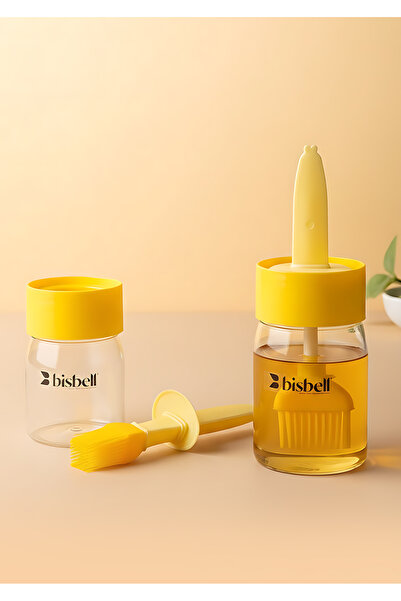 Bisbell موزع زيت مع فرشاة سيليكون BB2073 - زجاجة زيت زجاجية 2 في 1 للطبخ والشواء