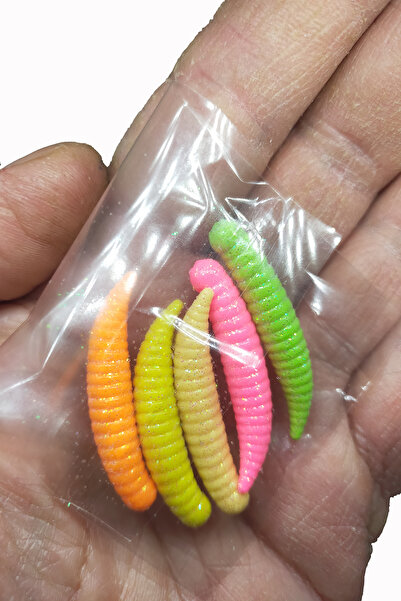 sr sazanrig Özel Kokulu Yüzen Silikon Kurtçuk Alabalık Yemi (5 li Paket)