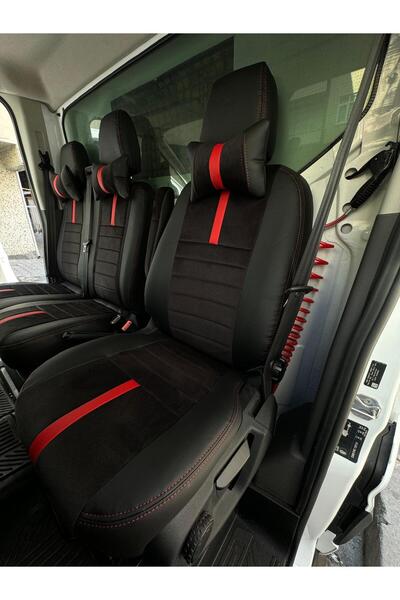 AKINCI غطاء مقعد السيارة متوافق مع فورد ترانزيت 3 مقاعد من 2013 إلى 2026