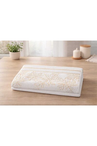madam gold Madamgold Yoncagül Towel 50X90 4 Pieces (2 Pairs) Leaf Pattern Dai...