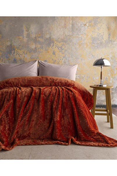 Apricitas HOME Trusty Terrakota Tek Ki̇şi̇li̇k Jacquard Pattern Blanket 160X2...