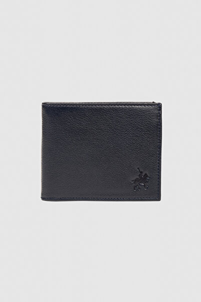 LEWİS POLO Sule Genuine Leather Convenient Navy Blue Men's Wallet with Plenty...