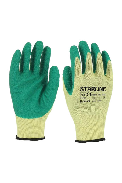 Starline قفازات عمل مطلية باللاتكس E-54، قبضة متينة وغير قابلة للانزلاق