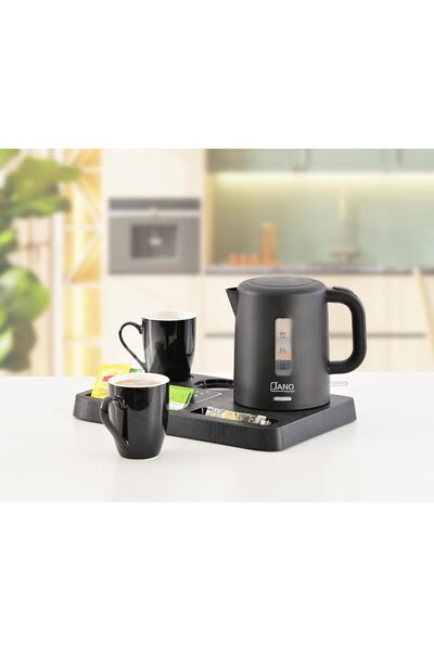 JANO Electric Kettle Set 850W with 2 Cups and Serving Tray, 1 Liter, Black, 2...