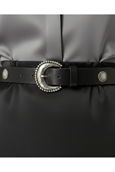 NEW JOURNAL Negru Moonlight Silver pentru femei cu cataramă piele sintetică c...