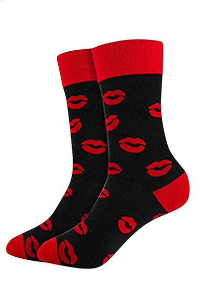 EFAYN.RO Pleated, ankle-length model, with lips print, size 36-42, unisex, bl...