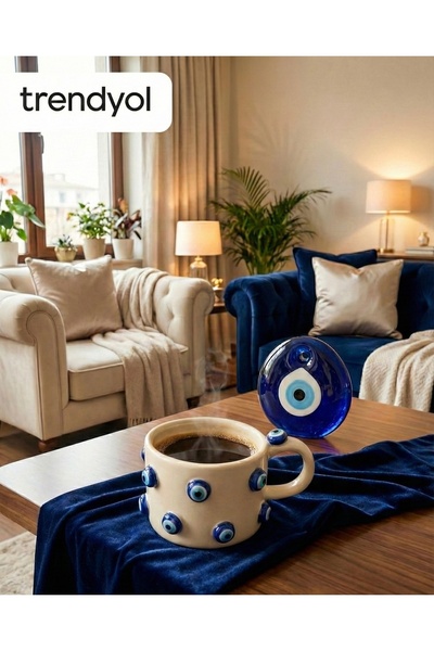 Zeynebinsırüstü Nazar Boncuklu El Yapımı Seramik Mug Fincan