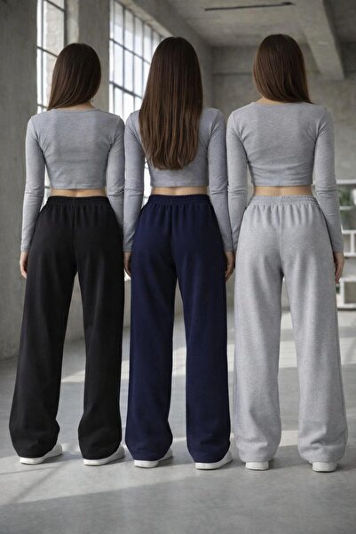 Verivay ΤΡΙΑ ΤΕΜΑΧΙΑ (Μαύρο-Γκρι-Ναυτικό Μπλε) Άνετο Παντελόνι Φόρμας με ίσια...