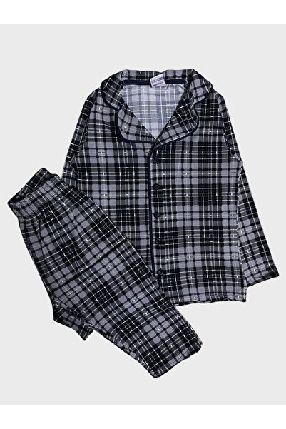 ALİŞ KİDS Boy's Cotton Milan Fabric Gray Plaid Patterned Shirt Collar Buttone...