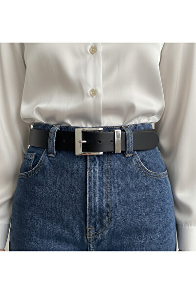 NEW JOURNAL Negru pătrat argintiu pentru femei cu cataramă piele sintetică cu...