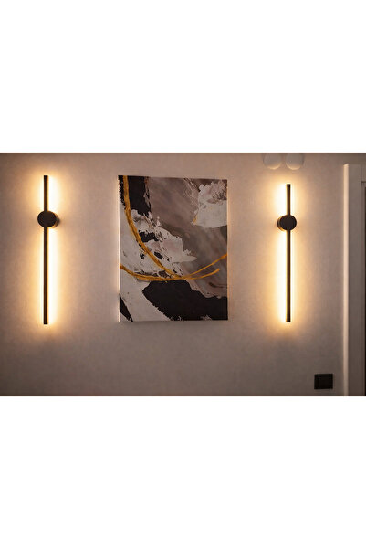 kialed Modern Elektrikli Siyah Dikey Duvar Apliği