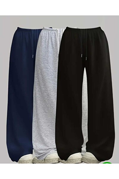 modlux Seasonal 3-Piece Black+Grey+Navy Blue Wide-Leg Sweatpants