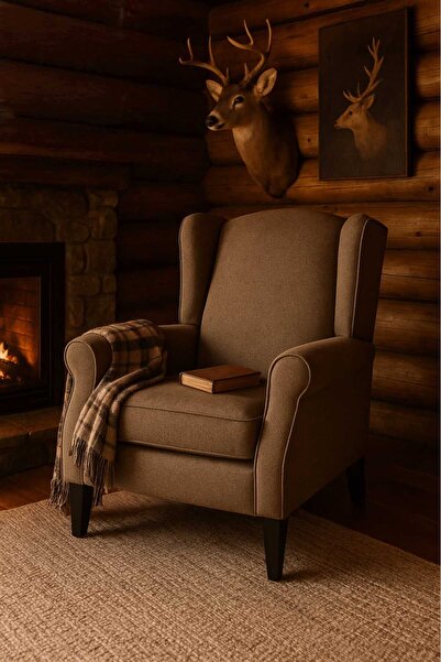 Arnohome Orange winged armchair - a modern chair with a contemporary touch, f...