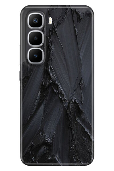 TECNO İnfinix Hot 60 Pro+ Plus Kılıf Renkli Silikon Baskılı TPU Siyah Beton