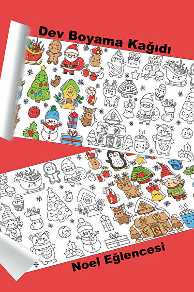 metafortoys Noel Eğlencesi Dev Boyama Kağıdı 2.5 metre x 62 cm Kağıt Aktivite...